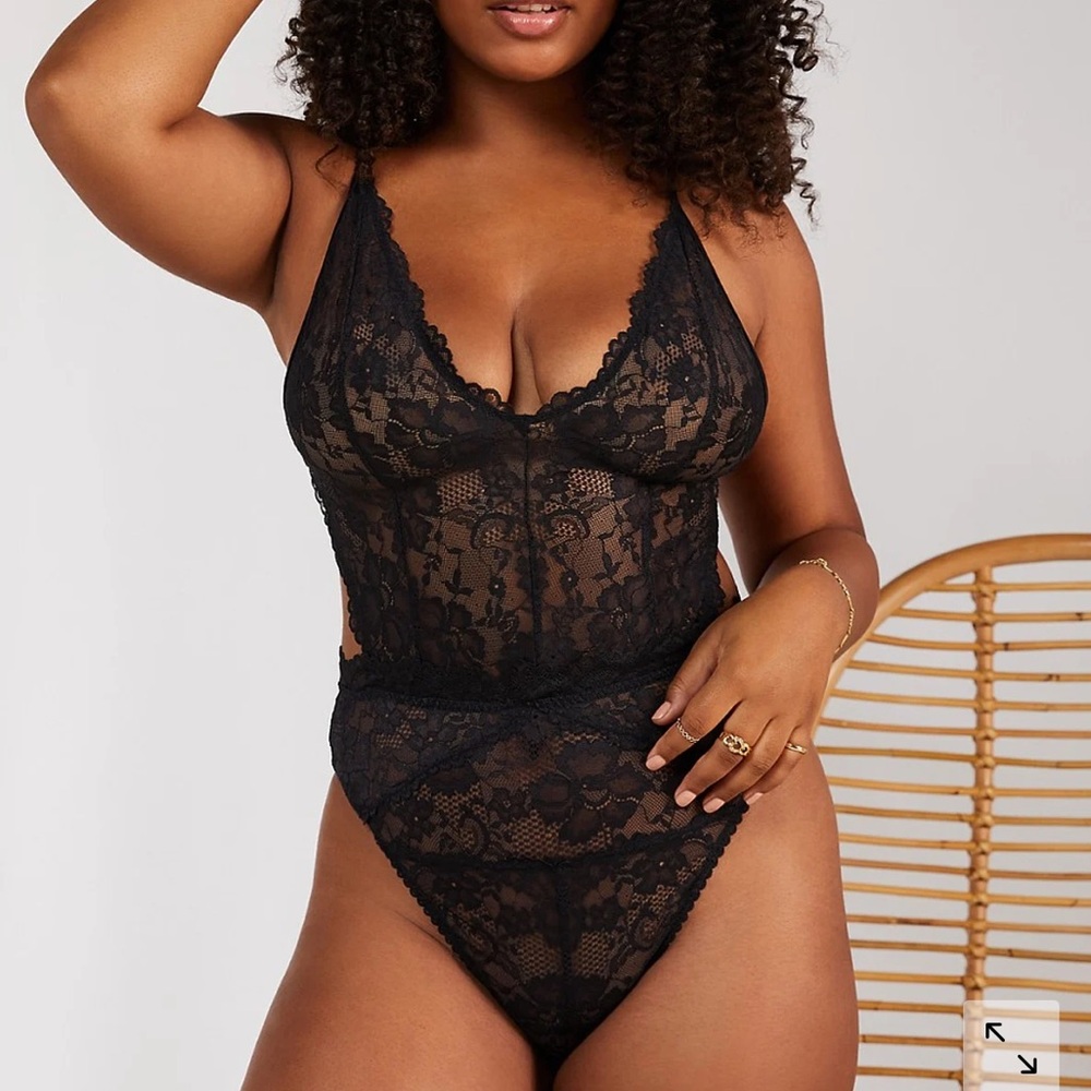 Savage X Fenty Black Sheer Lace Bodysuit